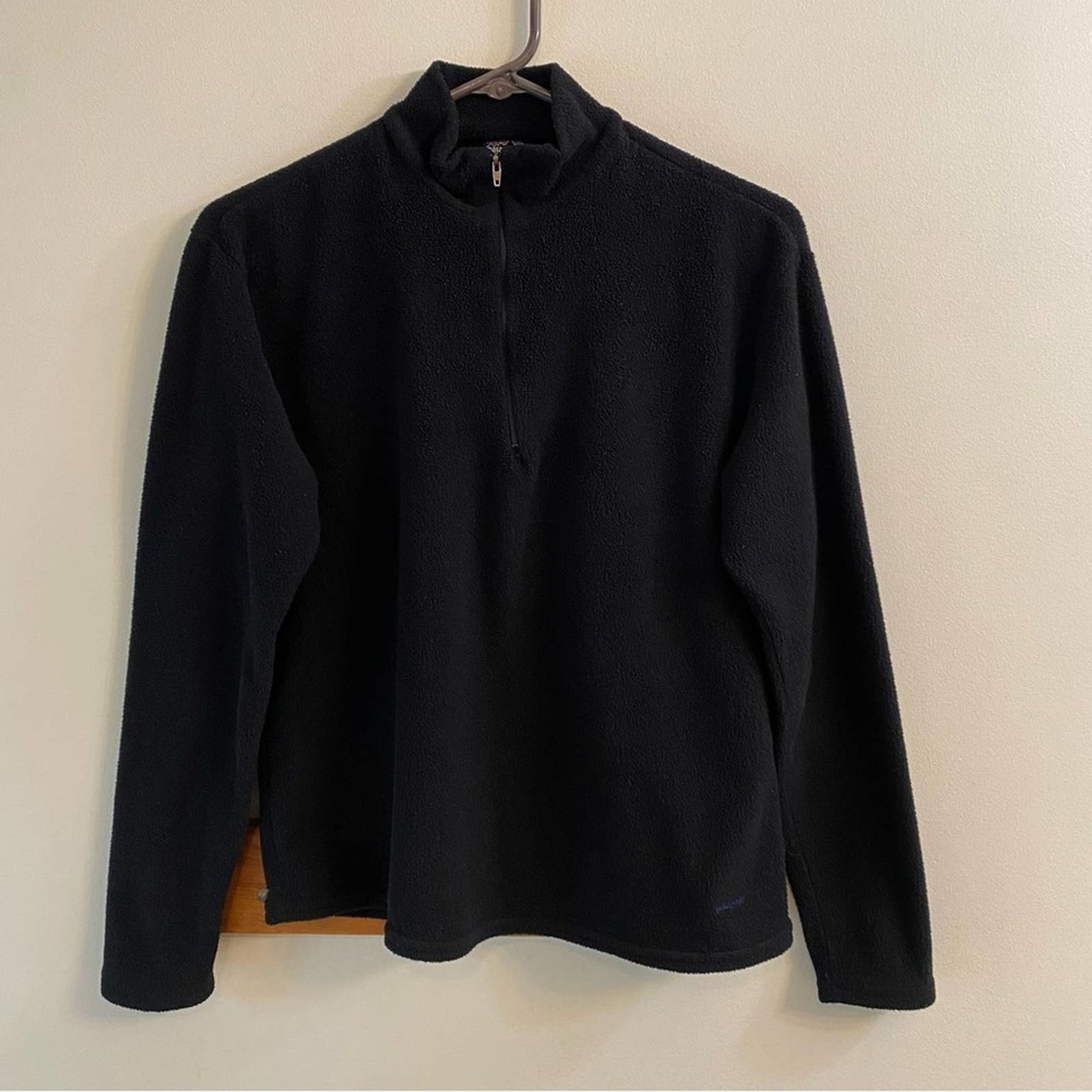 Patagonia Capilene Black Fleece Long Sleeve Pullover Womens Large 1/4 Zip Front